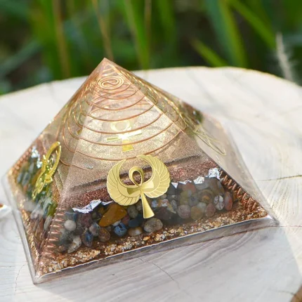 Orgone generator with sacred Mandala patterns, designed for energy alignment and meditation focus.
