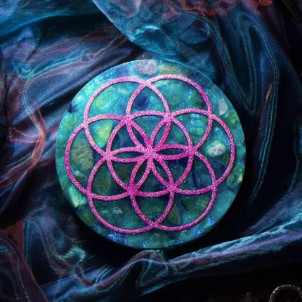 Orgone Coaster with Sacred Geometry_Orgonite Crystal Charging Plate