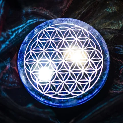 Orgone coaster with sacred geometry art for emotional healing and energy cleansing