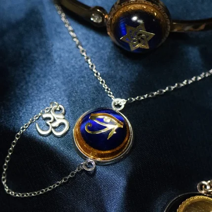 Eye of horus orgonite crystal necklace for protection, intuition, and spiritual energy