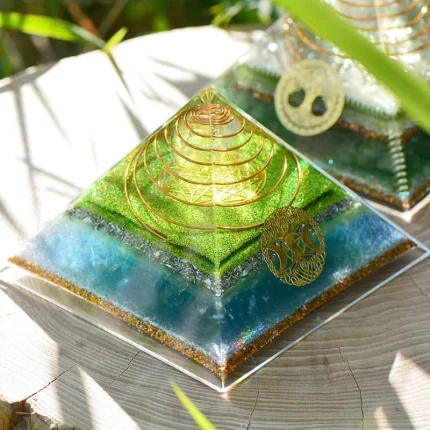 Orgone Generator with Crystal featuring Triple Moon Wicca & Tree of Life for reiki healing