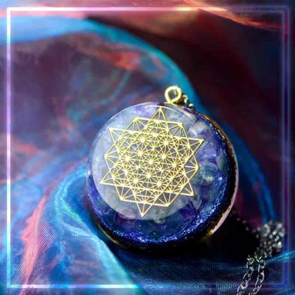 Indigo Orgone pendant,64 tetrahedron necklace