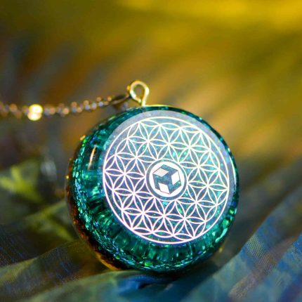 Dark green Orgone pendant,Antahkarana jewelry,flower of life necklace