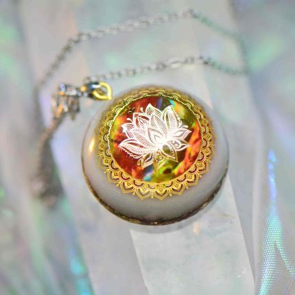 Original handmade lotus om jewelry, handmade orgone pendant