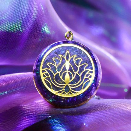 purple lotus orgonite pendant,Zen flower jewelry