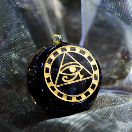 eye of horus orgonite pendant with shungite for sacred geometry art