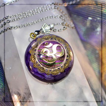 Buddhism om orgonite necklace