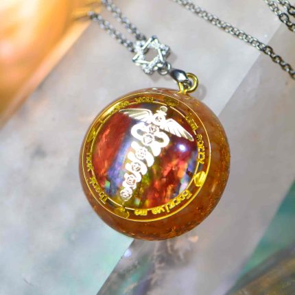 Sacral Chakra crystal necklace,god of Medicine orgonite