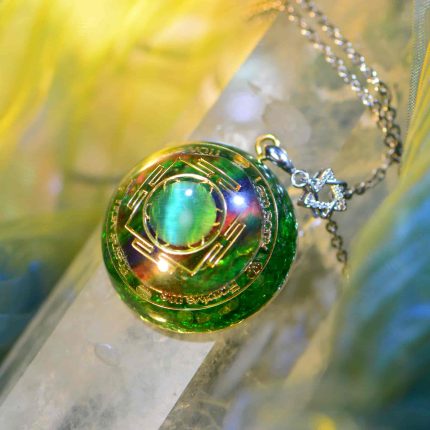green crystal quartz orgone pendant