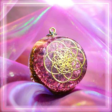 rosy rose color orgone pendant,seed of life necklace