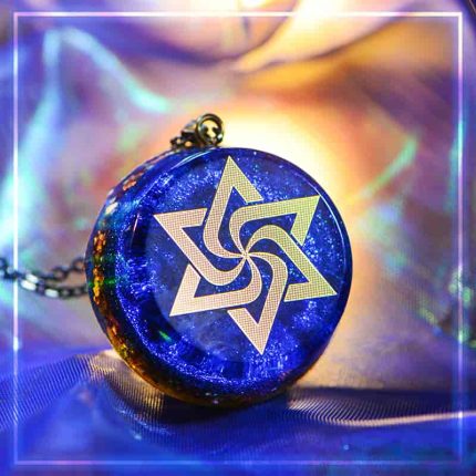 Blue quartz necklace,star of david jewelry,Sacred geometry pendant,orgone