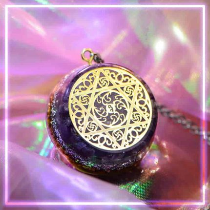 Purple Orgonite,Solomon Star jewelry,orgone pendant