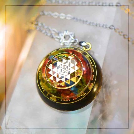 sri chakra crystal pendant,yantra orgonite jewelry