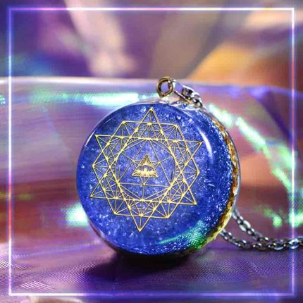Eye of Providence & 64 Tetrahedron necklace,starry sky blue orgone pendant