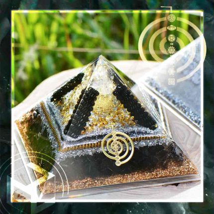 7 chakra synbol,reiki decoration,black orgonite,pyramid