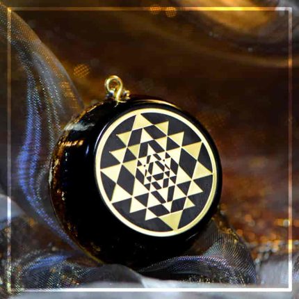 black orgonite necklace,tourmaline orgone pendant，yantra orgonite