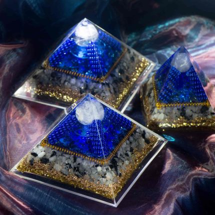 white crystal ball pyramid,blue orgonite pyramid