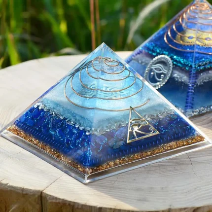 Orgonite Pyramid using sacred geometry and crystal energy to clear negative energy and restore balance.