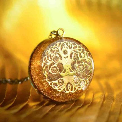 Golden meditation jewelry,seven chakras necklace,golden crystal pendant