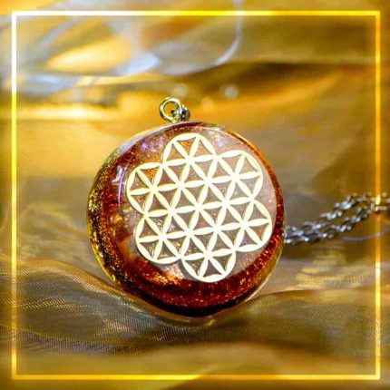 orange gold orgonite,Sacral Chakra crystal necklace