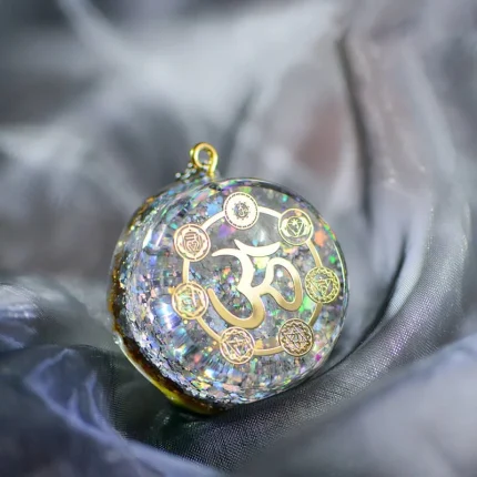 seven chakra orgonite necklace with healing crystal and orgone energy for meditation and ascension