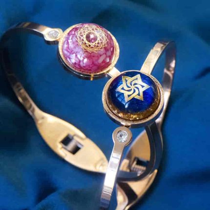 Blue & Pink Orgone energy bracelet,titanium steel bracelet