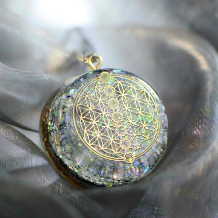 7 chakras necklace, flower of life jewelry,orgonite pendant