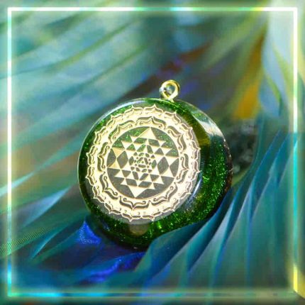 green orgone energy pendant,Shri Yantra