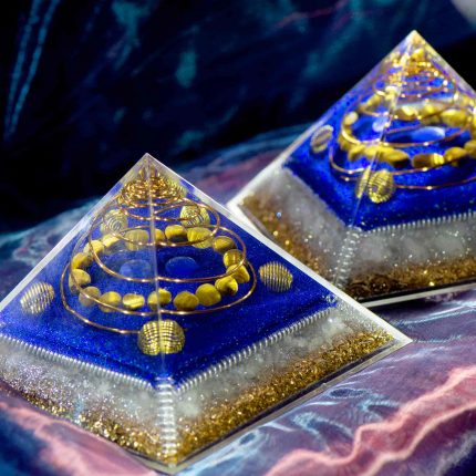 metal coil orgone pyramid,blue crystal pyramid