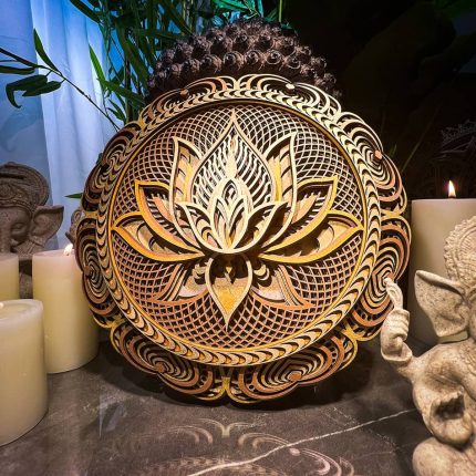 lotus wooden wall art